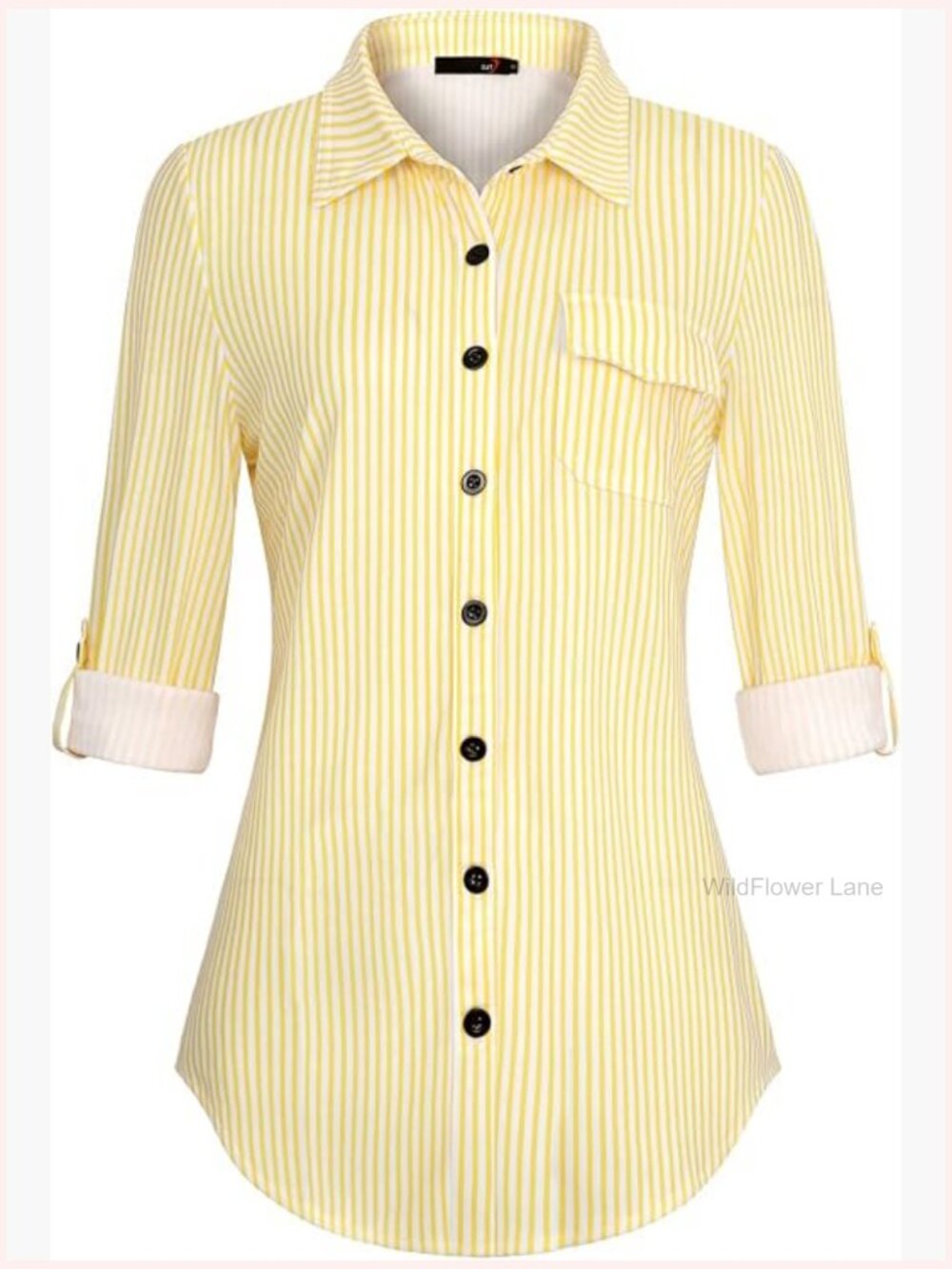 Women's Button Down Shirt Long Sleeve Stretchy Knit Blouse Work Top